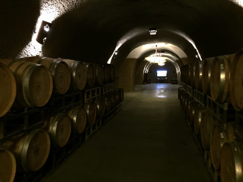 Cave with tasting rooms and space for barrels to age.