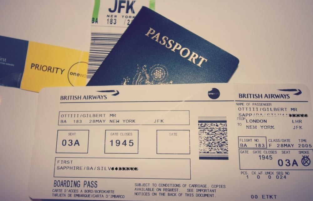 a passport and boarding pass