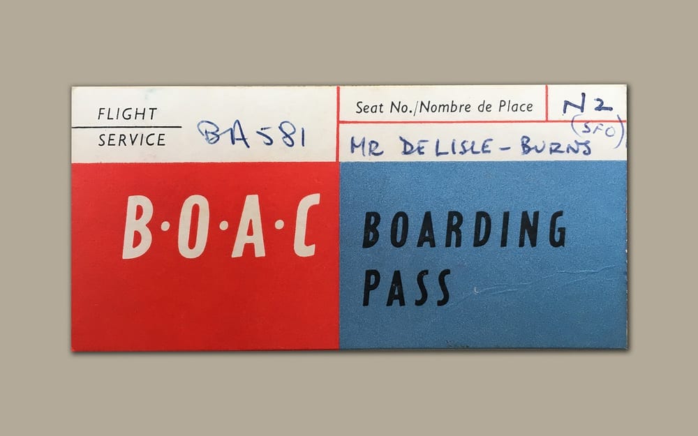 a red and blue boarding pass