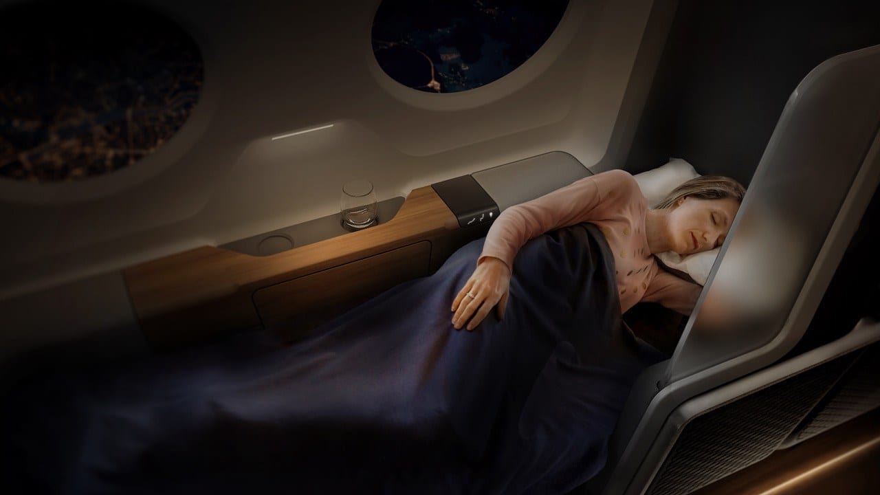 a mannequin lying in a plane