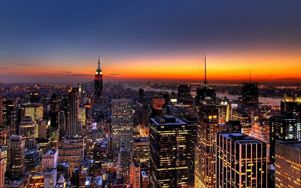30 Rockefeller Plaza skyline at sunset