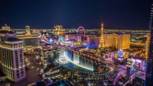 Las Vegas Strip with lights at night