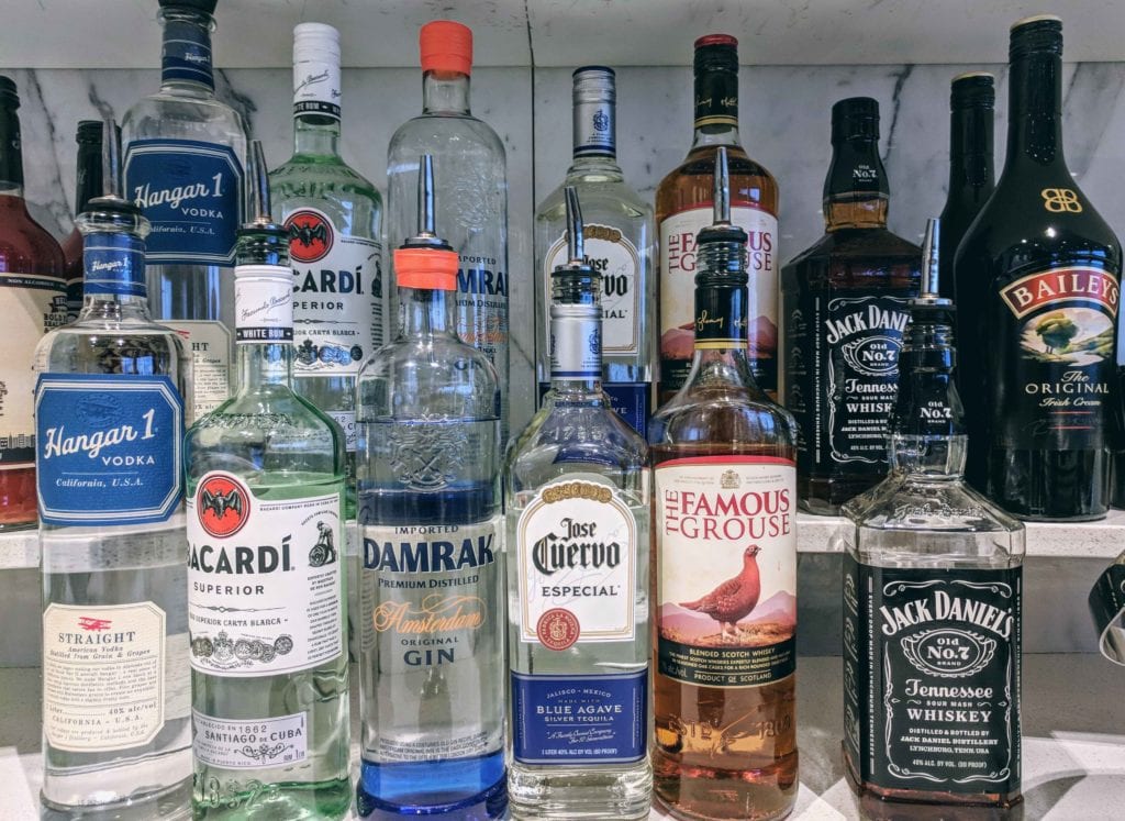 a group of bottles of alcohol