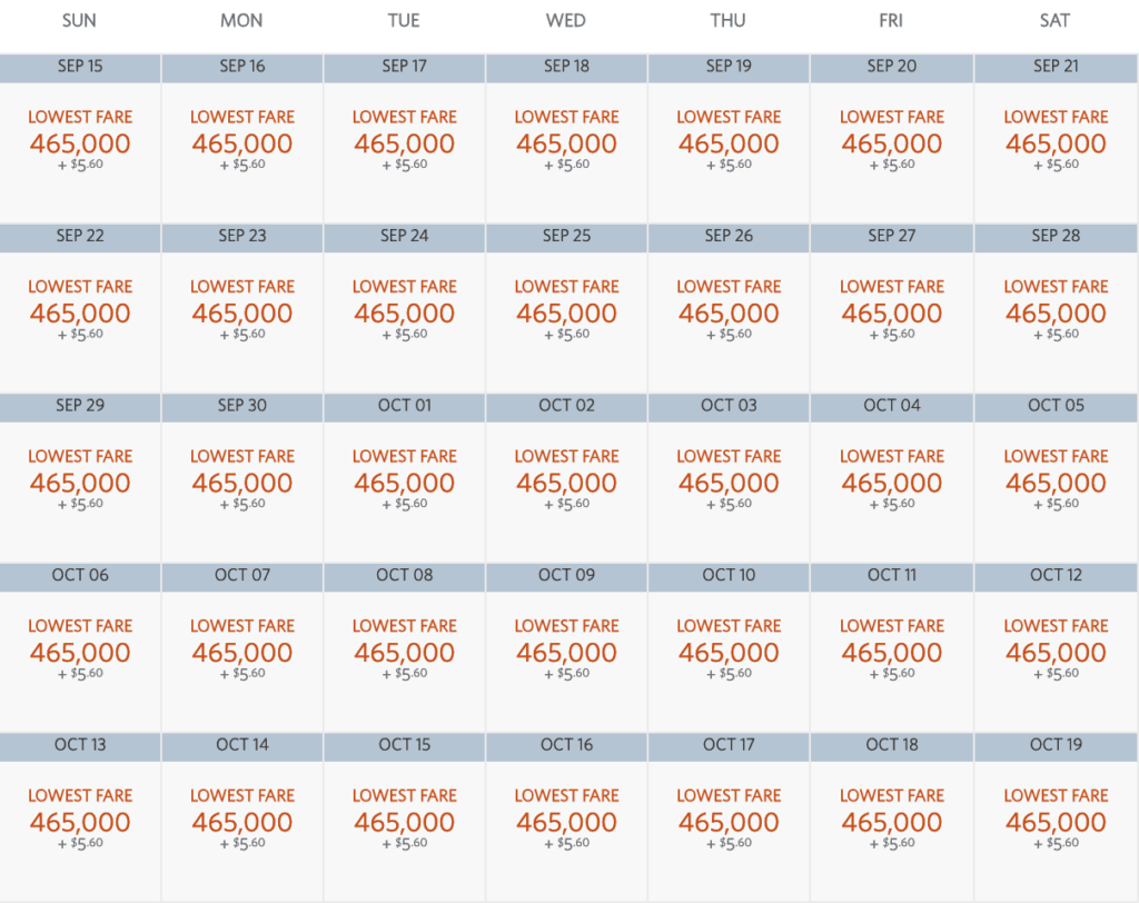 Delta Skymiles Award Chart