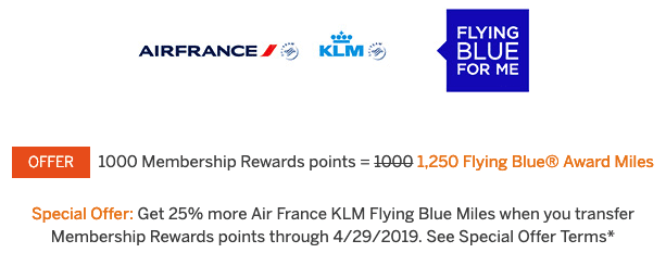 Flying Blue Rewards Chart