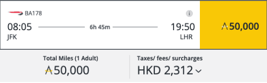 Asia Miles Mileage Chart