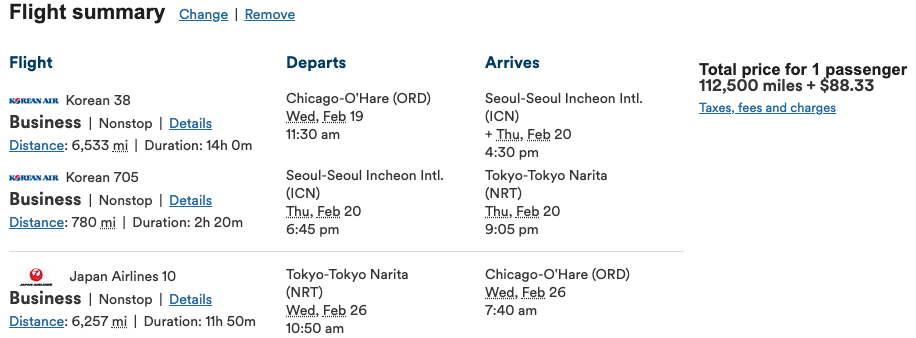 Alaska Jal Award Chart