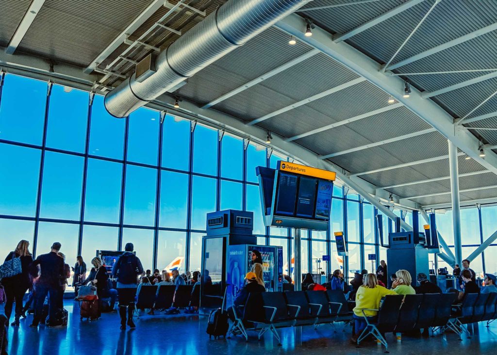 people sitting in a terminal