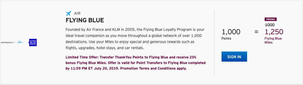 Flying Blue Delta Award Chart