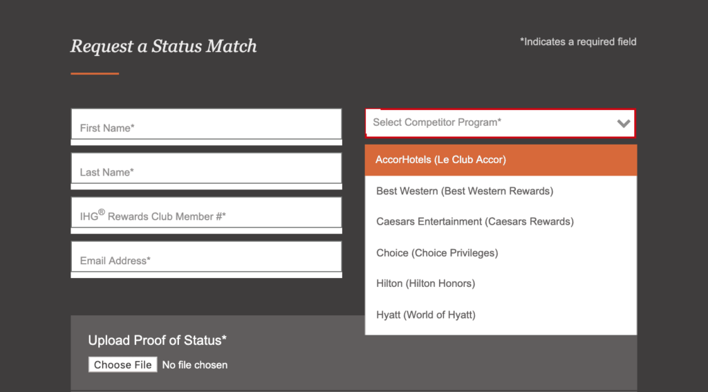 IHG Status Challenge Match Your Competing Hotel Elite Status God