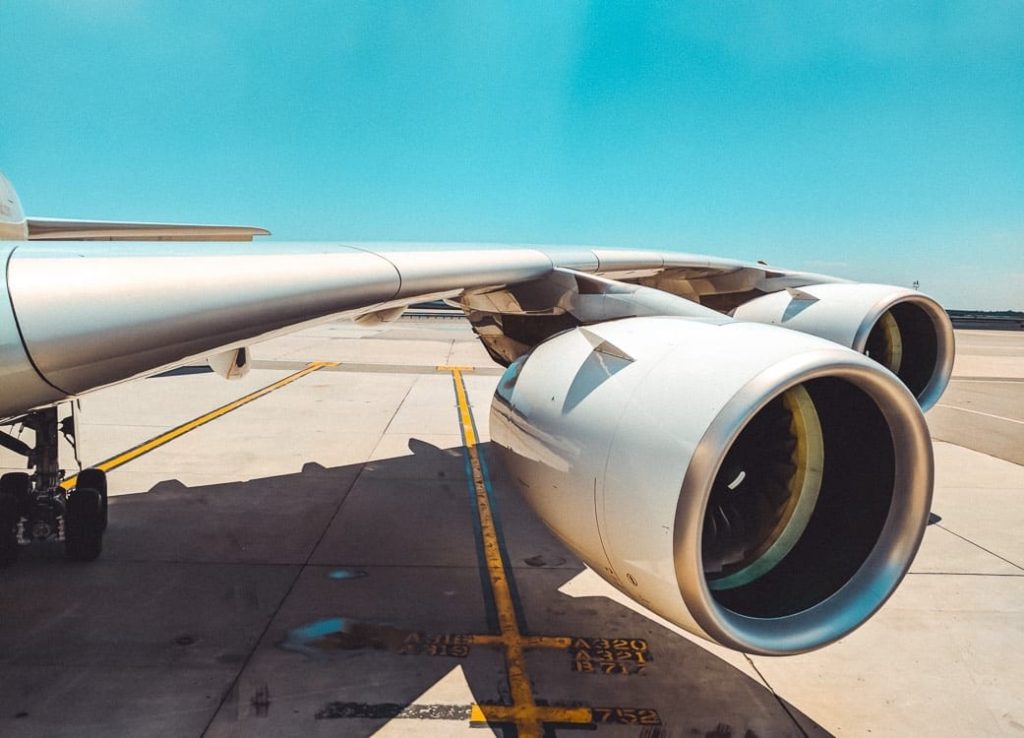 a plane wing with two engines