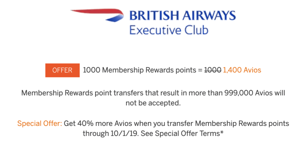 Amex Transfer Bonus To Avios