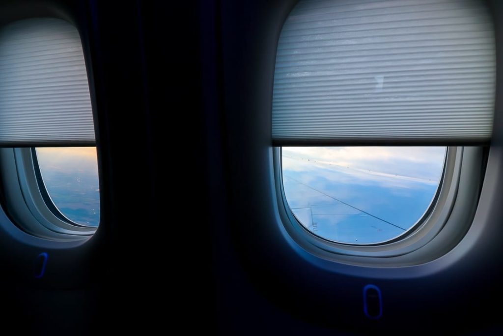 looking out of an airplane window