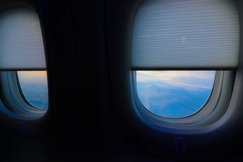 looking out of an airplane window