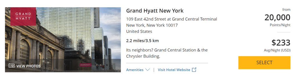 Grand Hyatt booking