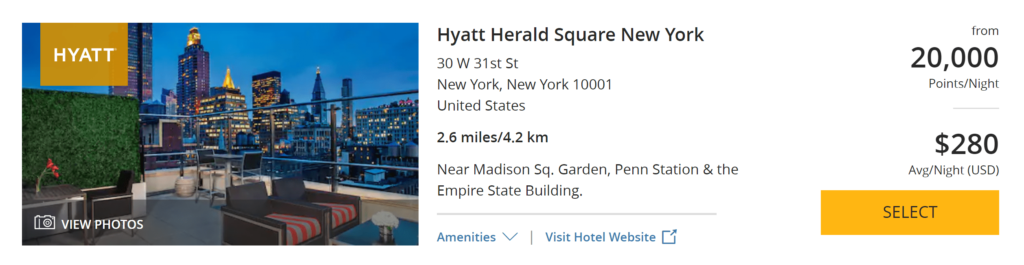 Hyatt Herald Square booking