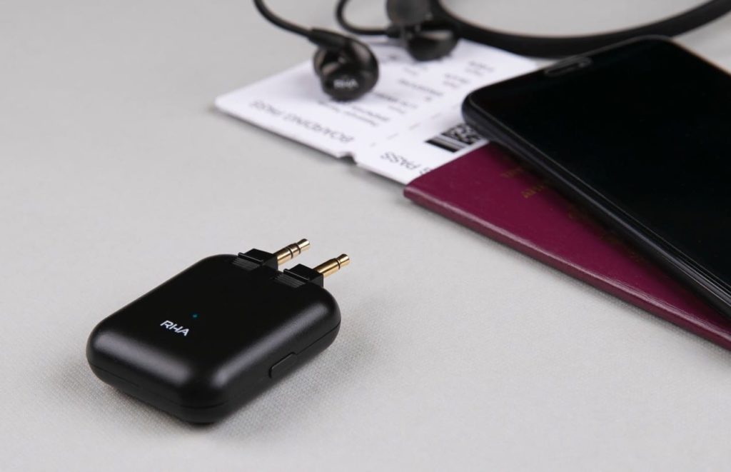 a black device with a plug in