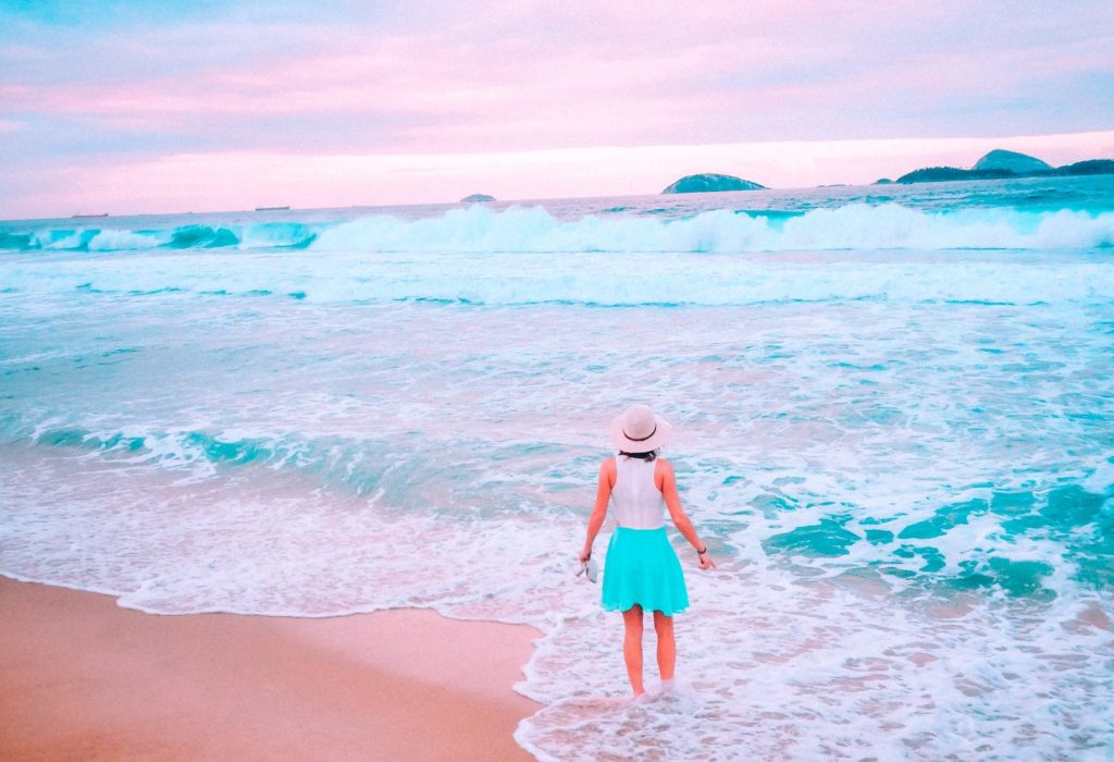 a woman standing in the water