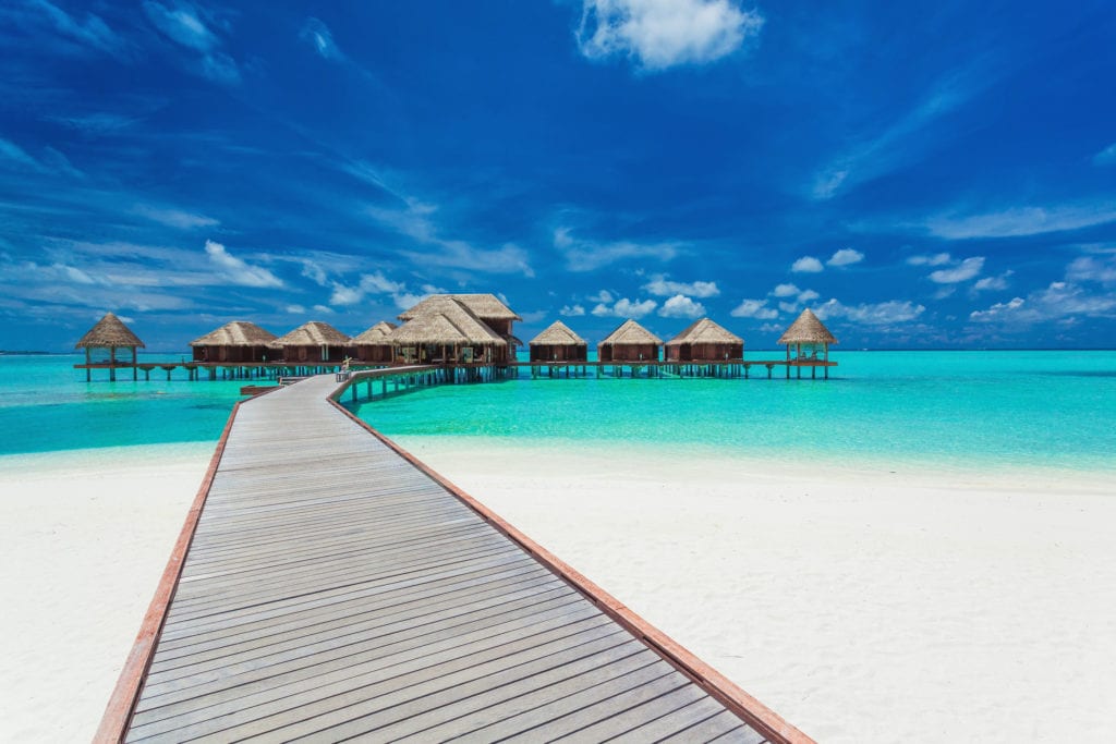 98125629 - overwater villas on the tropical lagoon, maldives islands