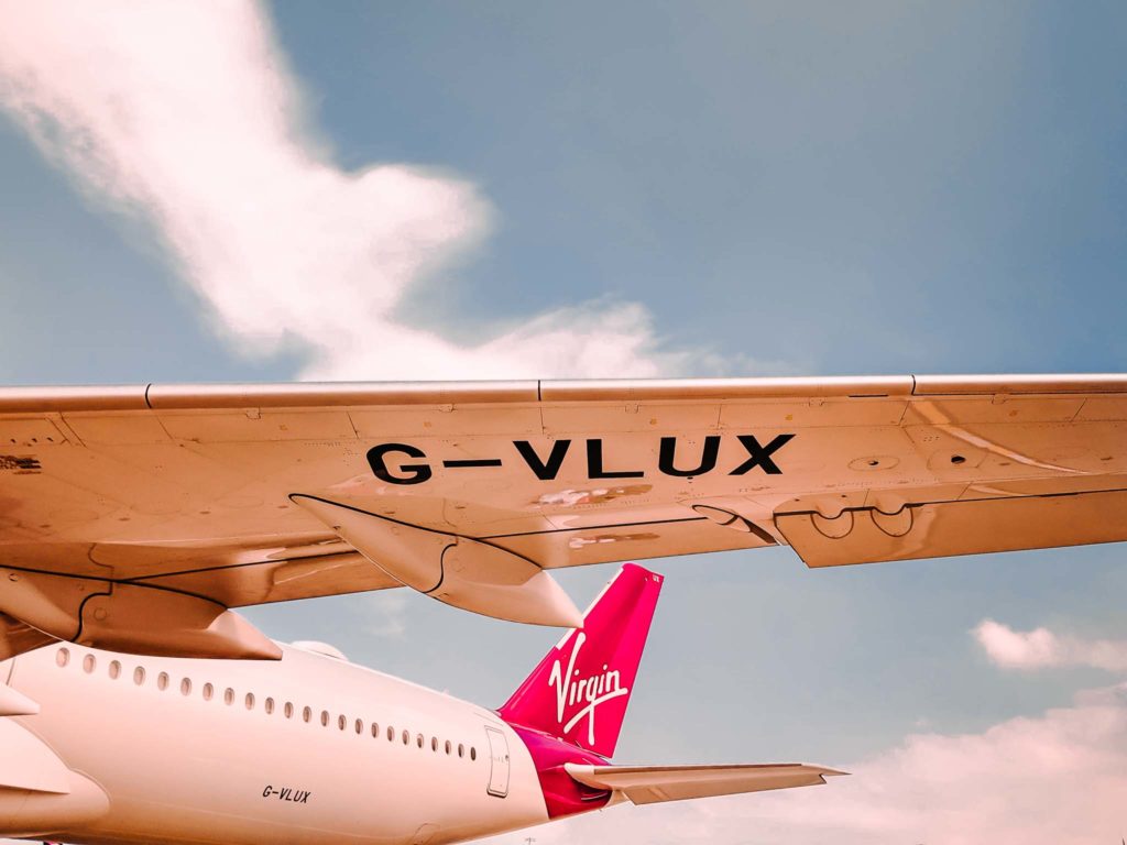 a close up of an airplane wing