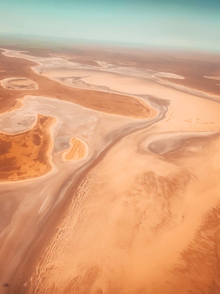 an aerial view of a desert
