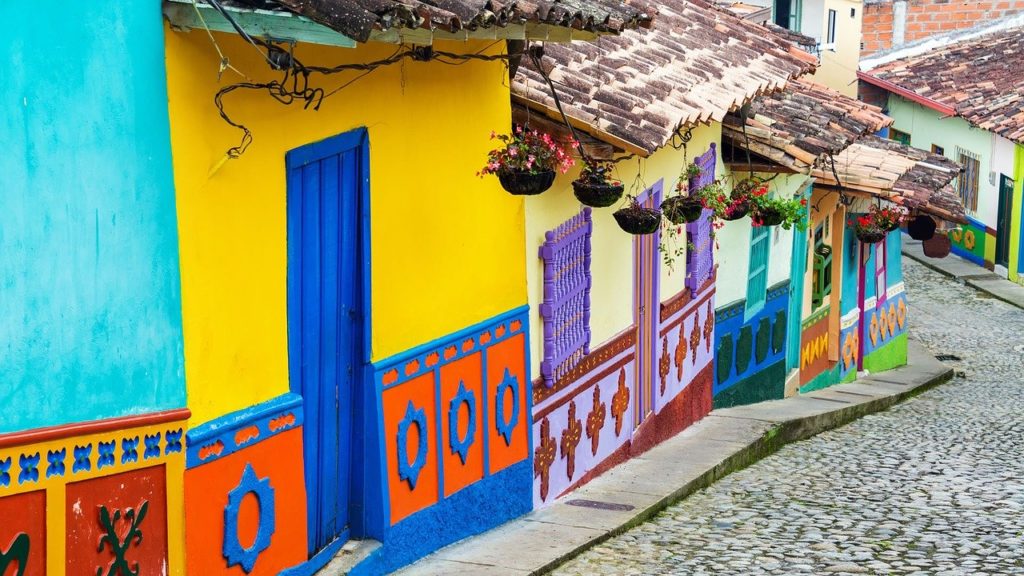 a colorful houses on a street