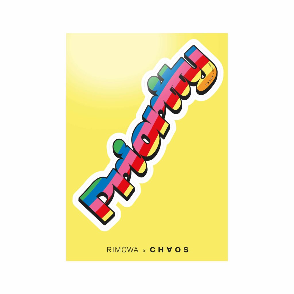 a colorful text on a yellow background