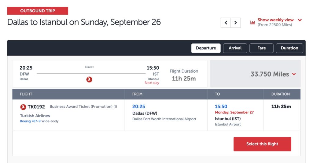 a screenshot of a flight schedule