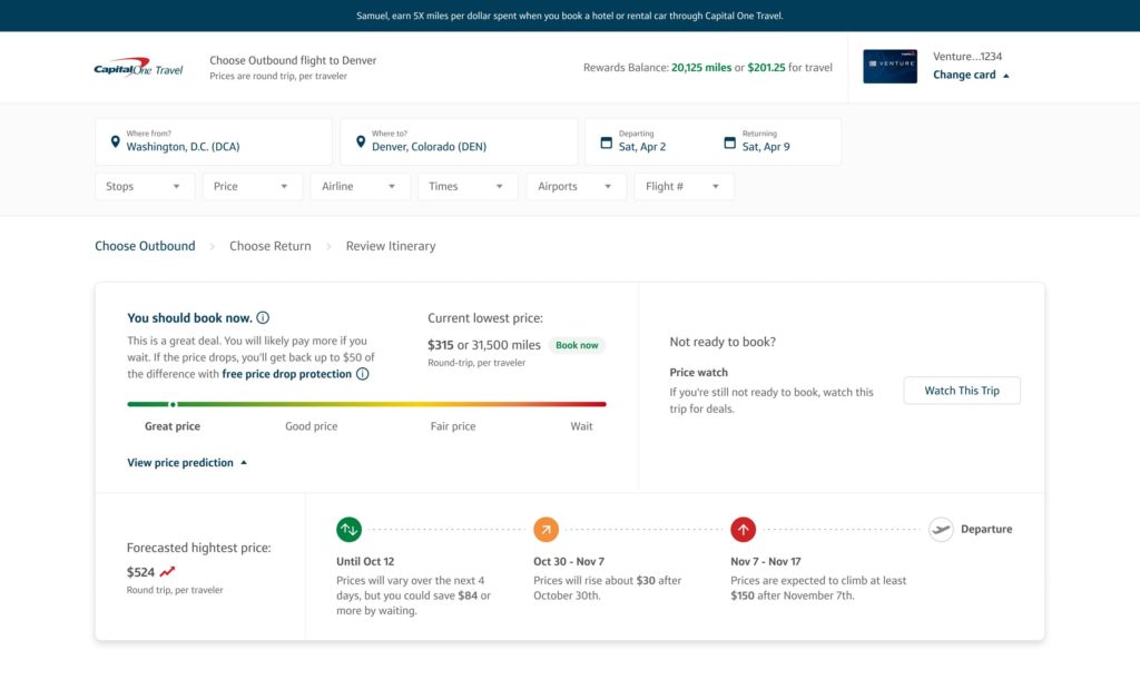 a screenshot of a flight schedule