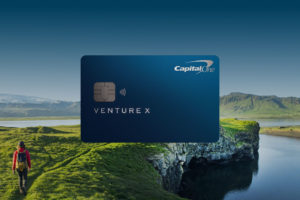 a credit card with a river and mountains in the background