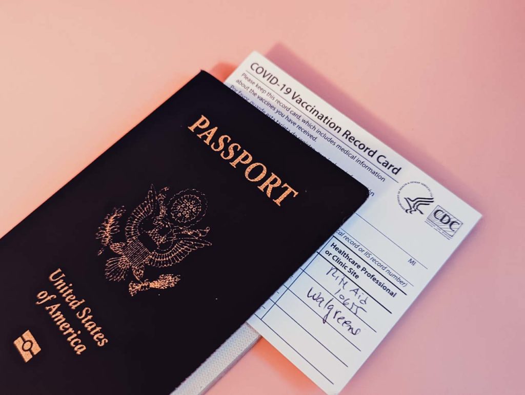 a passport and a card