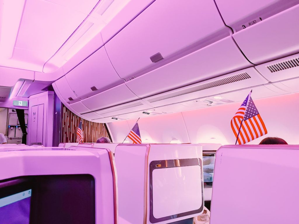 a plane with american flags