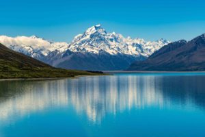 Aoraki / Mount Cook with snow covered mountains in the background