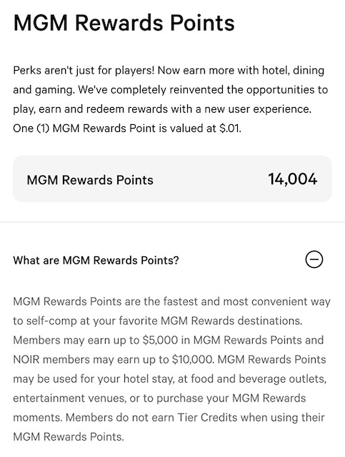 MGM Rewards Points