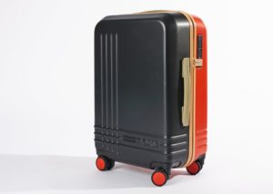 a black and orange suitcase