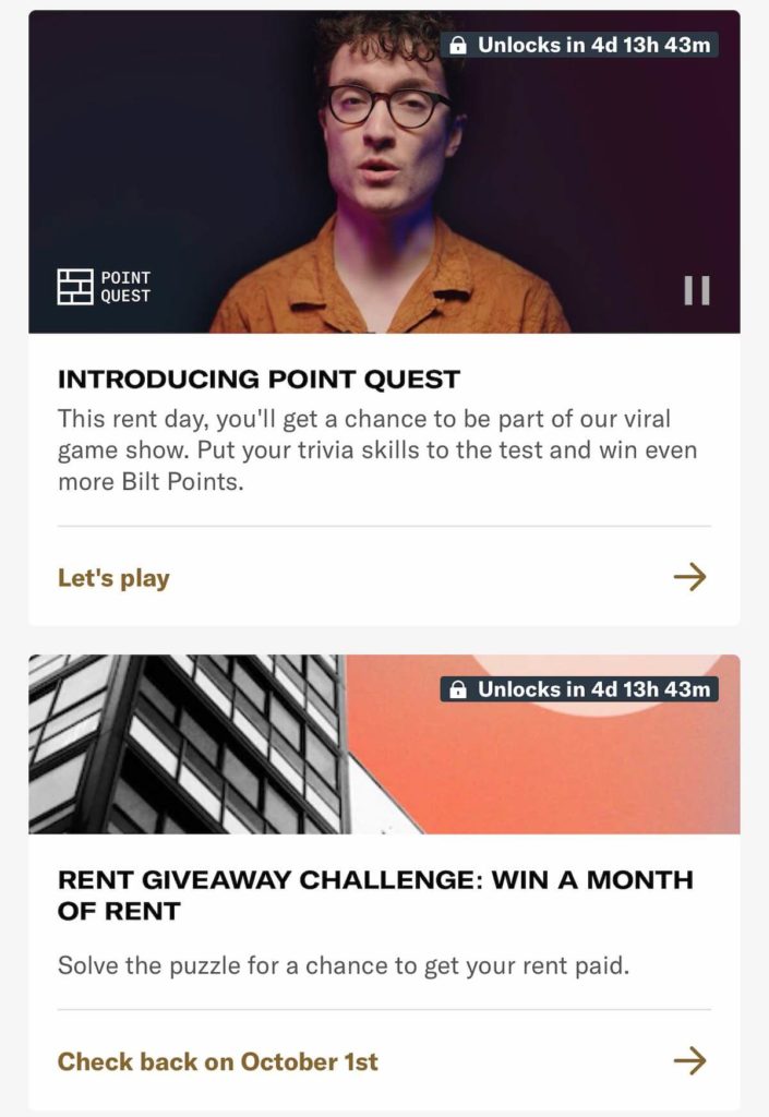Bilt Rewards Rent Day - Point Quest - Rent Giveaway Challenge